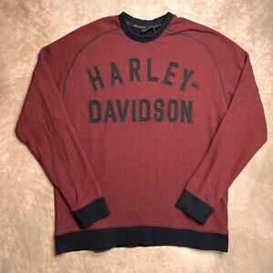 Vintage Y2K Harley Davidson Spell Out Embroidered Sweater Raglan Sleeve Biker
